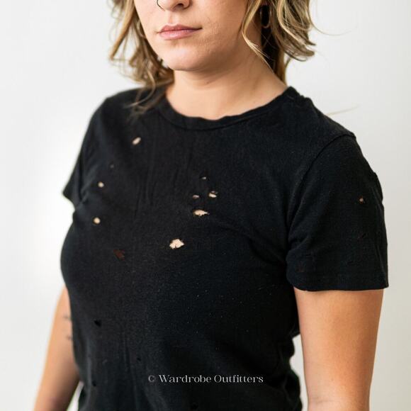 Lulus Distressed Acid Thrashed Black Tee - Picture 6 of 8